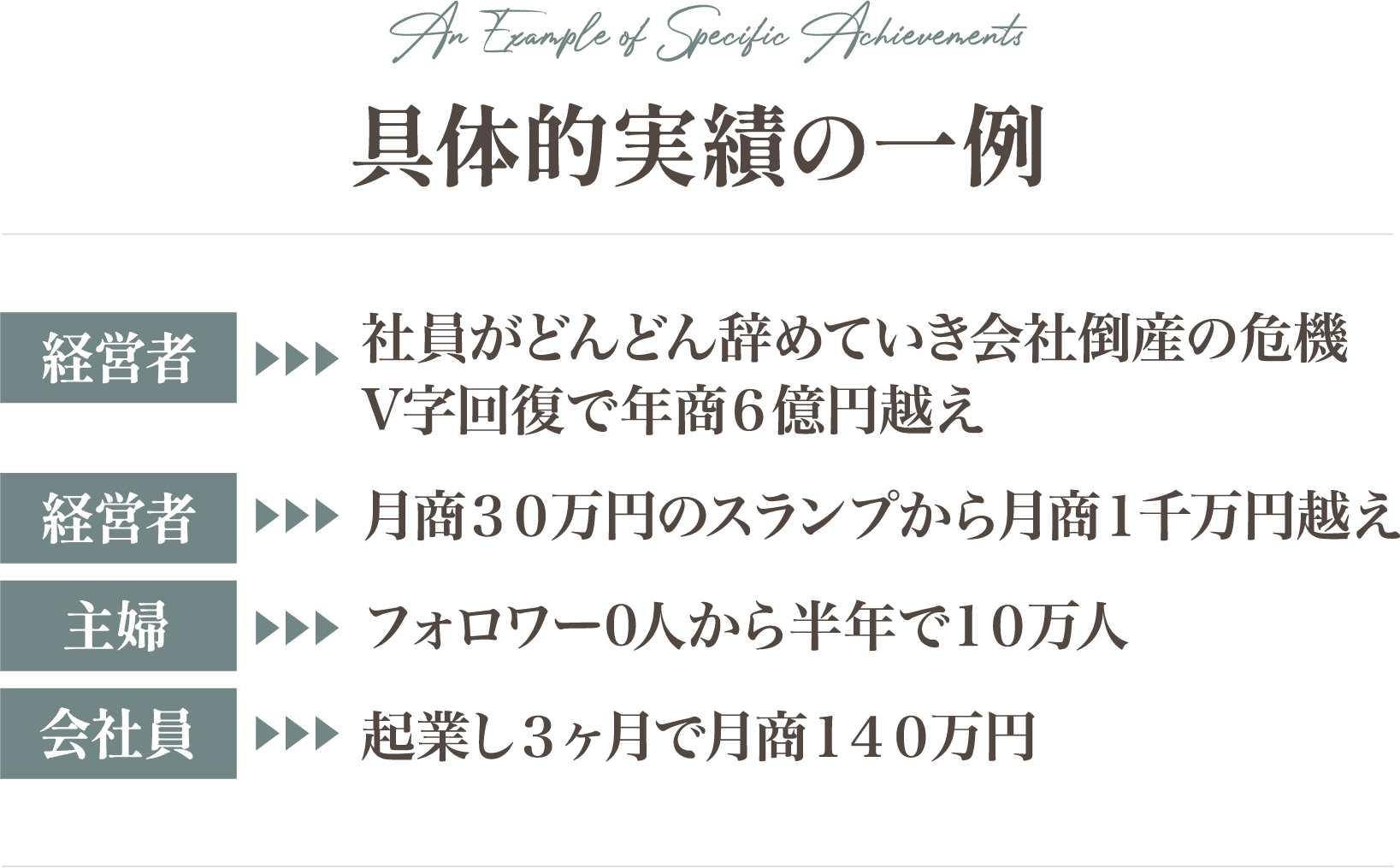 具体的実績の一例